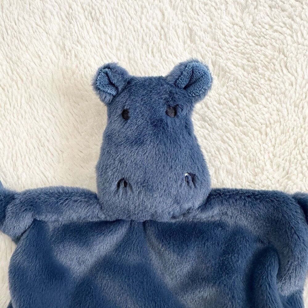 Bella Tunno Dark Blue Hippo Lovey Rattle Teething Rings Plush Baby Toy - Picture 2 of 6